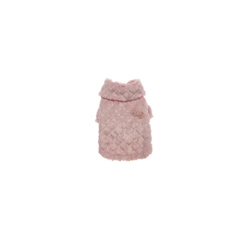 Puppy Angel Pearl Bow Luxury Coat, M, Pink