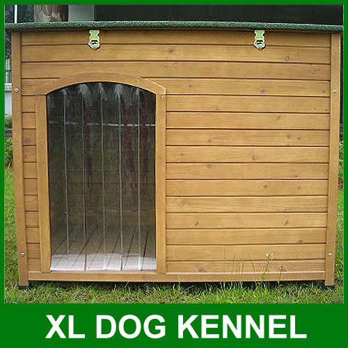 Extra Large Dog Kennel Sloped Roof Wooden Kennels XL Dog House Pet Puppy Opening Roof (127cm x 91cm x 101cm) (DOG X)