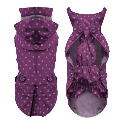 Milk & Pepper Designer Dog Waterproof fully lined Raincoat Jacket Parka for Small dogs in Purple (size 28 cm)