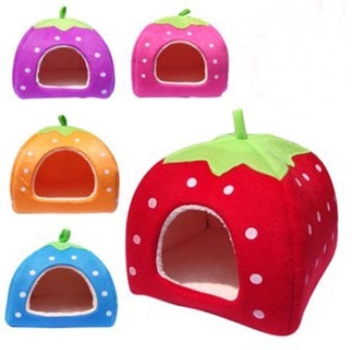 Strawberry Pet igloo bed / House 3 sizes and 3 colours to choose from (Large, Red)