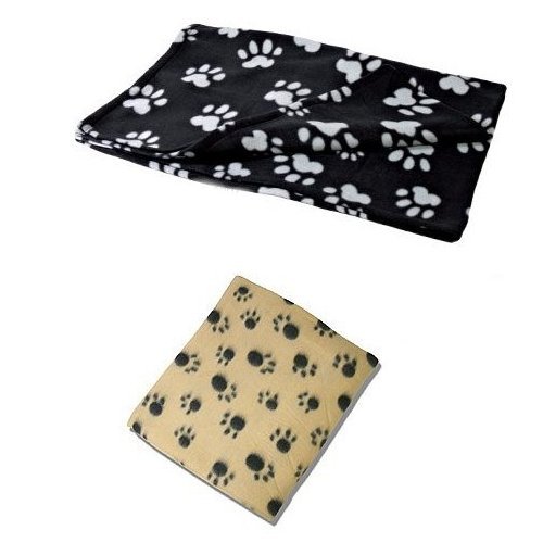 X 2 Large UKayed ® Pet Blankets Deluxe Fleece 120cm X 80cm 1 Black 1 Biege