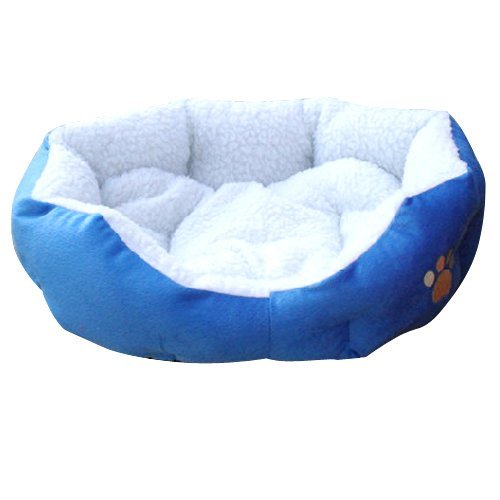 SWT Blue Warm Indoor Soft Fleece Puppy Pets Dog Cat Bed House Basket with Mat waterproof