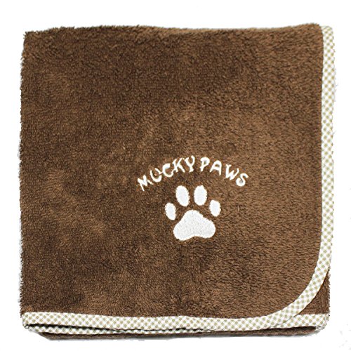 Harwoods Mucky Paws 100% Cotton Terry Towelling Pet Dog Towel, Chocolate