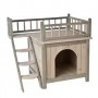 Indoor Wooden Dog / Cat House Den Finished in a Grey and White Colour is a Fairytale Wood Kennel For Your Cat or Dog. With a Roof Terrace and Cosy Bedroom, it's a Home For Discerning Cats and Dogs!