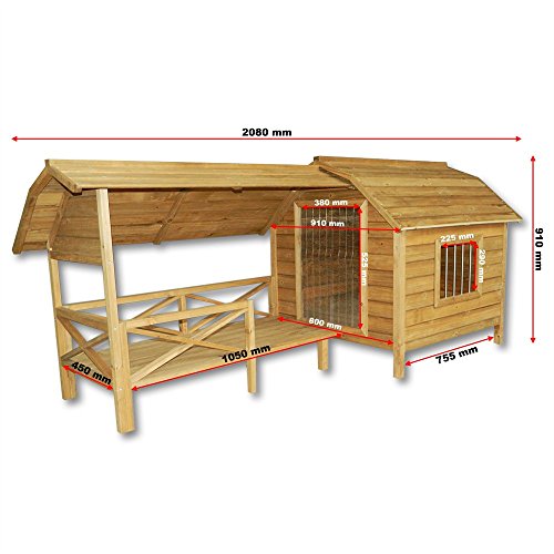 XXL Outdoor Dog Kennel Dog House with Veranda Massive Wood