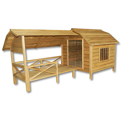 XXL Outdoor Dog Kennel Dog House with Veranda Massive Wood