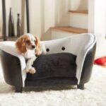 Deluxe Ultra Plush Snuggle Bed Dog Sofa - Black and White PU (D34803/H)