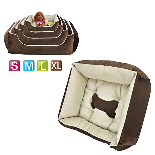 Outdoortips Super Soft Washable Comfy Dog/Puppy/Cat/Pet Bed Cushion Fleece S/M/L/XL in Black & Coffee