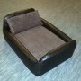 Zippy Faux Leather Divan Pet Dog Bed - Medium - Black & Brown Jumbo Cord