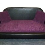 Zippy Faux Leather Sofa Dog Bed - Large - Black/Purple Jumbo Cord