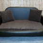 Zippy Faux Leather Sofa Dog Bed - Medium - Black/Brown Jumbo Cord