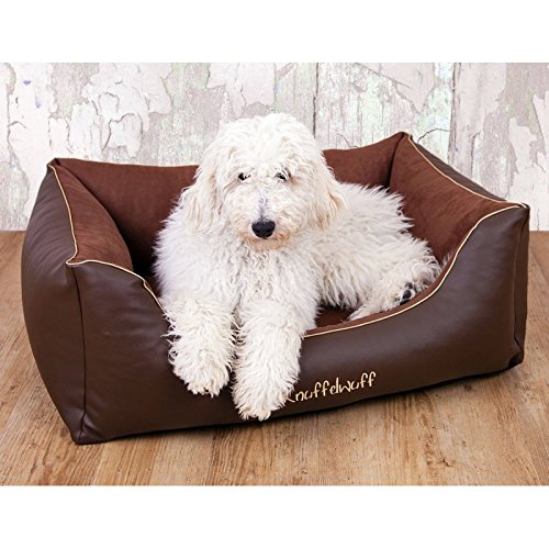 Knuffelwuff Ray Leather-Velour Dog Bed, Medium/Large, 85 x 63 cm